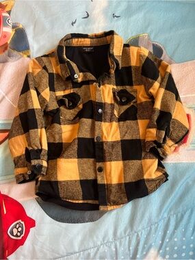 Little Bipsy Yellow and Black Buffalo Plaid Button-Down shacket